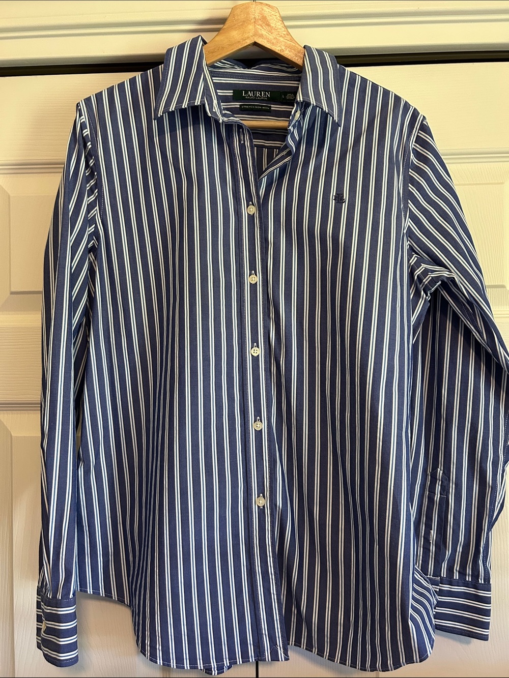 Lauren Ralph Lauren Women's Striped Button-Down Shirt Size Large